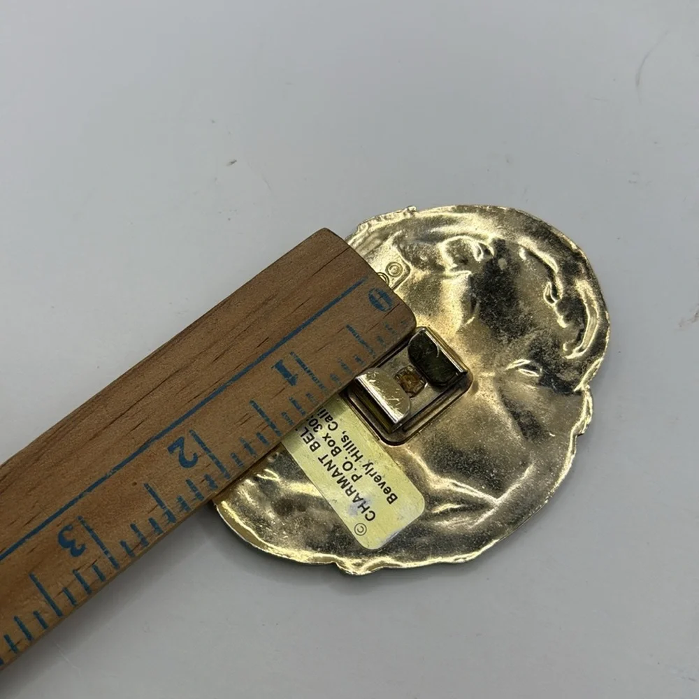 Vintage Charmant Belts Inc Gold Tone Blue Crane Swan Bird Goose Belt Buckle